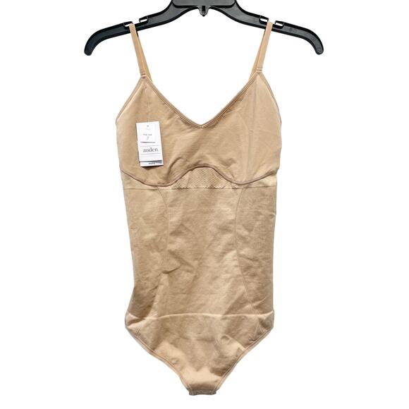 Auden Women's Shaping Seamless Thong Bodysuit Pearl Tan Size Large - Picture 1 of 4